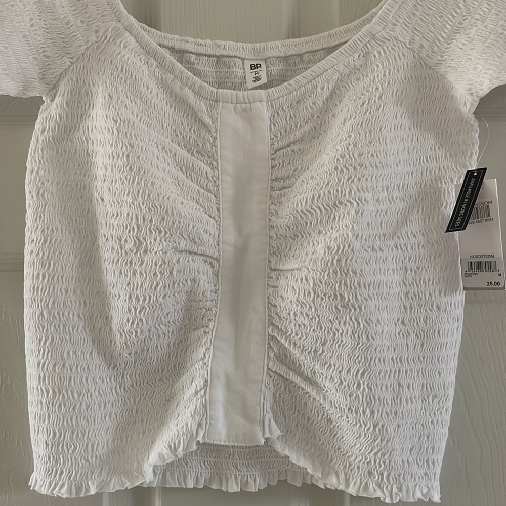 White Ruched Crop Top - Picture 2 of 5